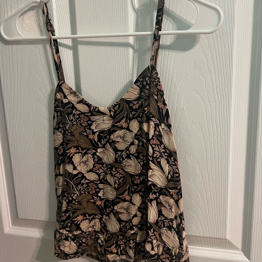 American Eagle Outfitters Black and Tan Crop Camisole